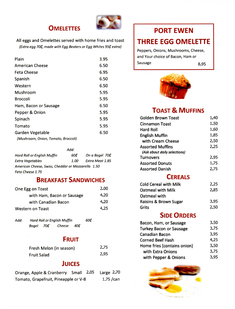 Breakfast Port Ewen Diner 8453398972