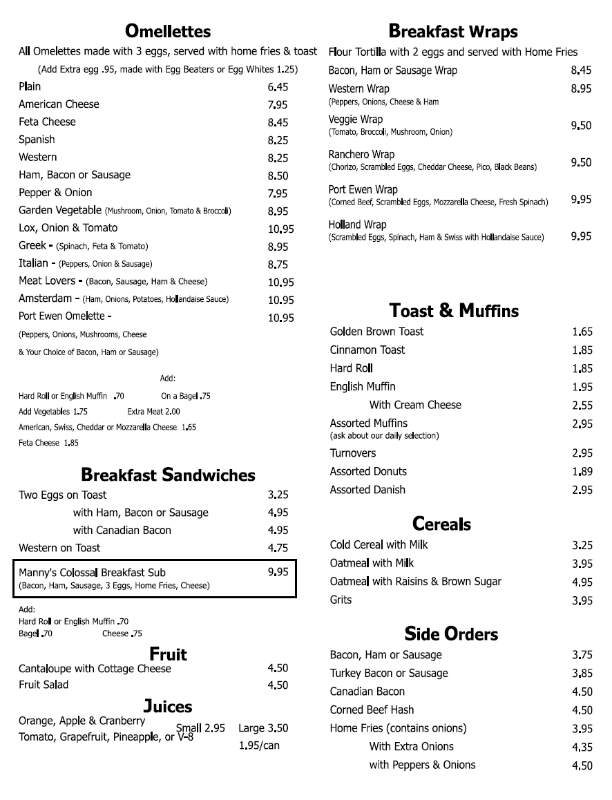 Breakfast Port Ewen Diner 8453398972